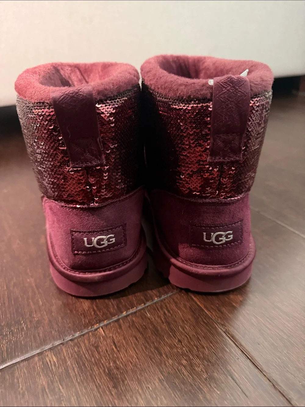 UGG Burgundy Sequined Short Boots
